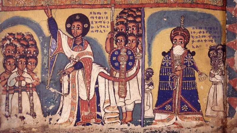 Degiat Hailu of Tsazzega, ruler of Mereb Mellash  and his wife Embet Warka, named Woletemichael at Chritening